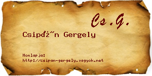 Csipán Gergely névjegykártya